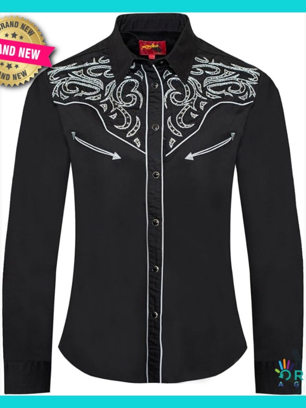 Western Embroidered Button Down Shirt Chic Cowgirl Casual Blouse Regular Fit